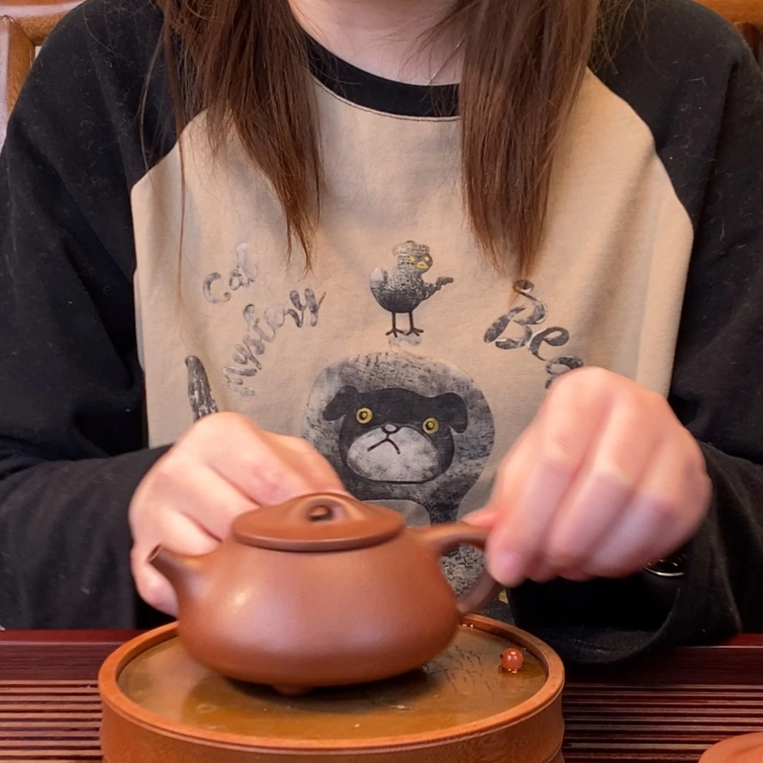 紫砂茶壶底部花泥石瓢紫泥200毫升