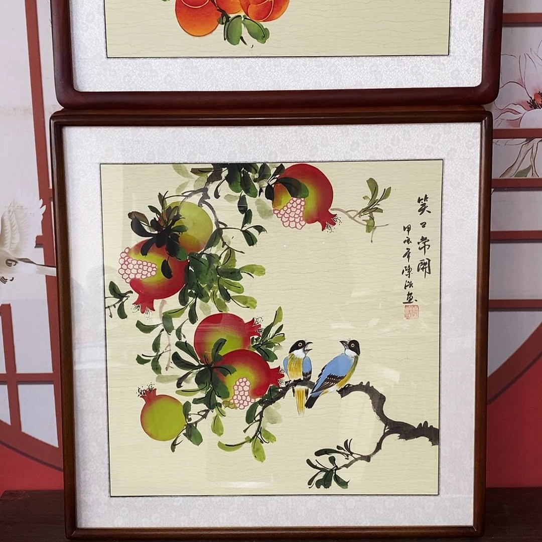 国画手绘作品带框尺寸62✖️62厘米包邮