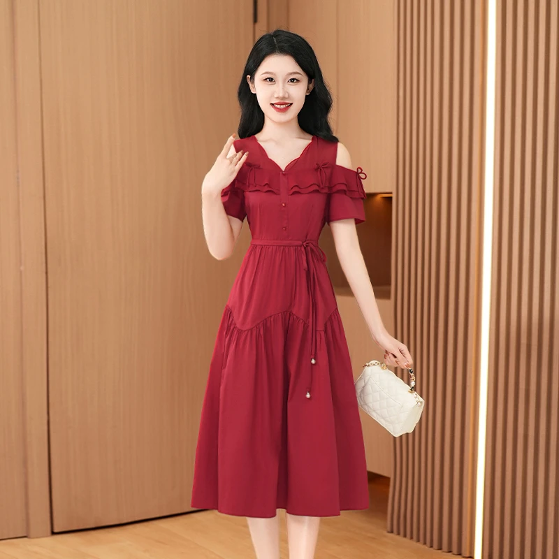 优雅新款气质时尚减龄收腰酷飒风女装高级感连衣裙小个子26679