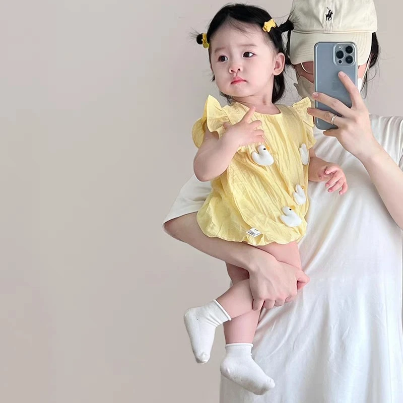 婴儿夏装包屁衣新生儿衣服女宝宝连体衣满月百天哈衣超萌夏季薄款