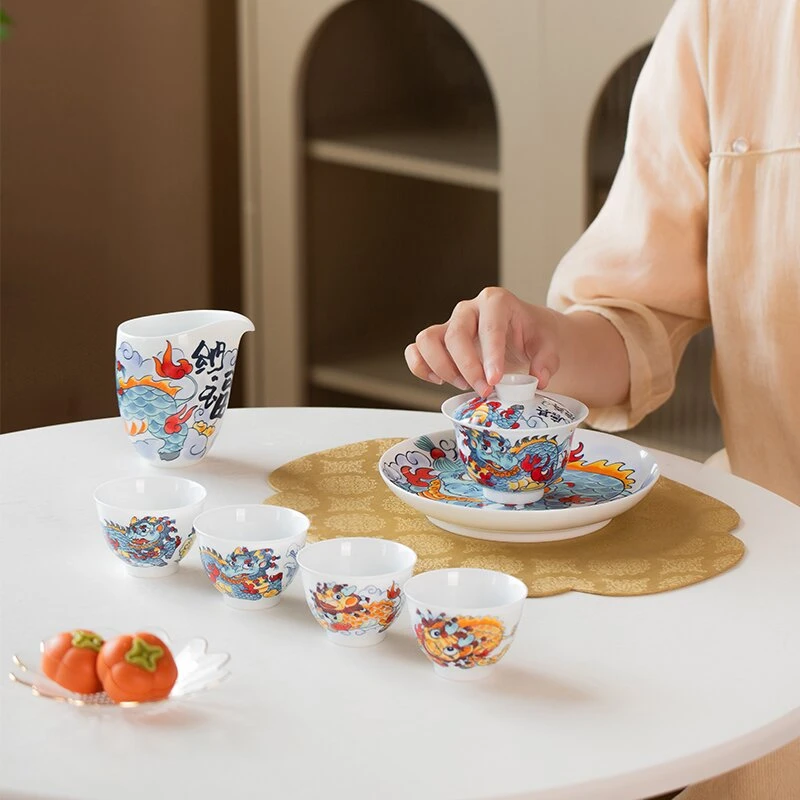 造辞 麒麟套组 景德镇原创国风国潮茶具  高温釉下彩 泡茶器