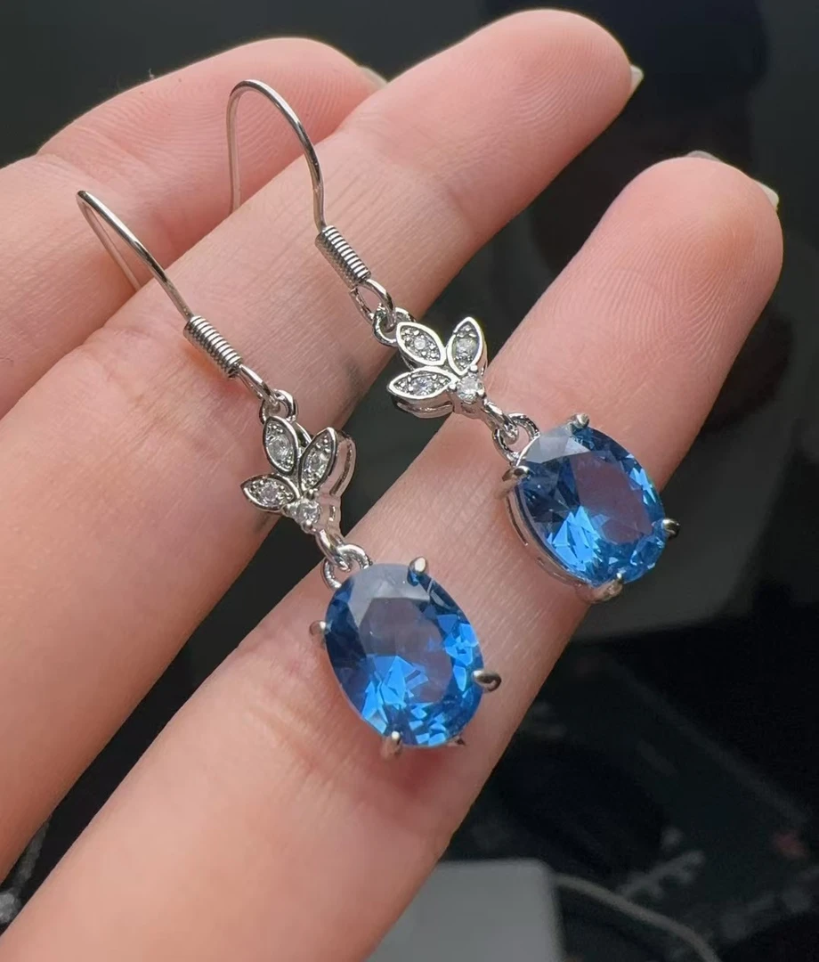 合成(培育)尖晶石气质时尚-精工合金培育耳饰655