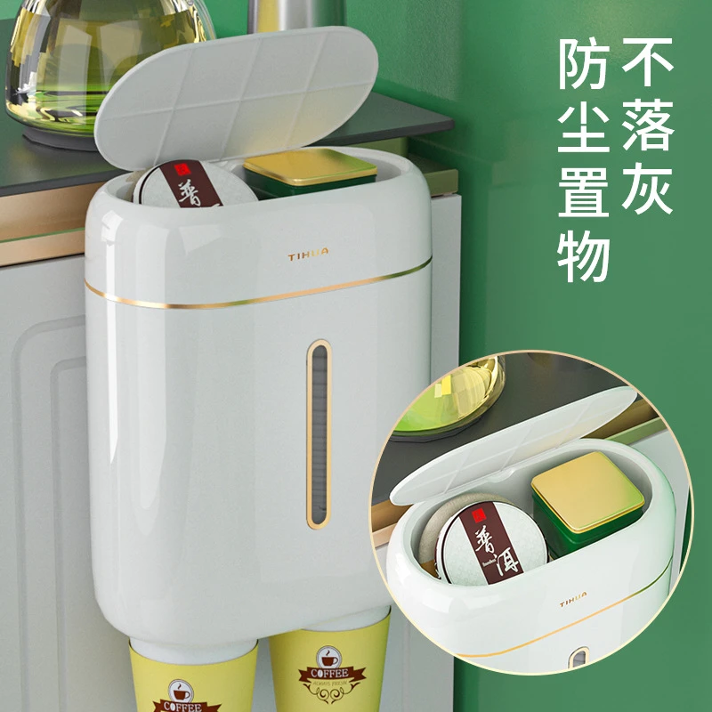 一次性杯子挂架双筒取杯器纸杯架水杯挂壁式置物创意收纳家用架子