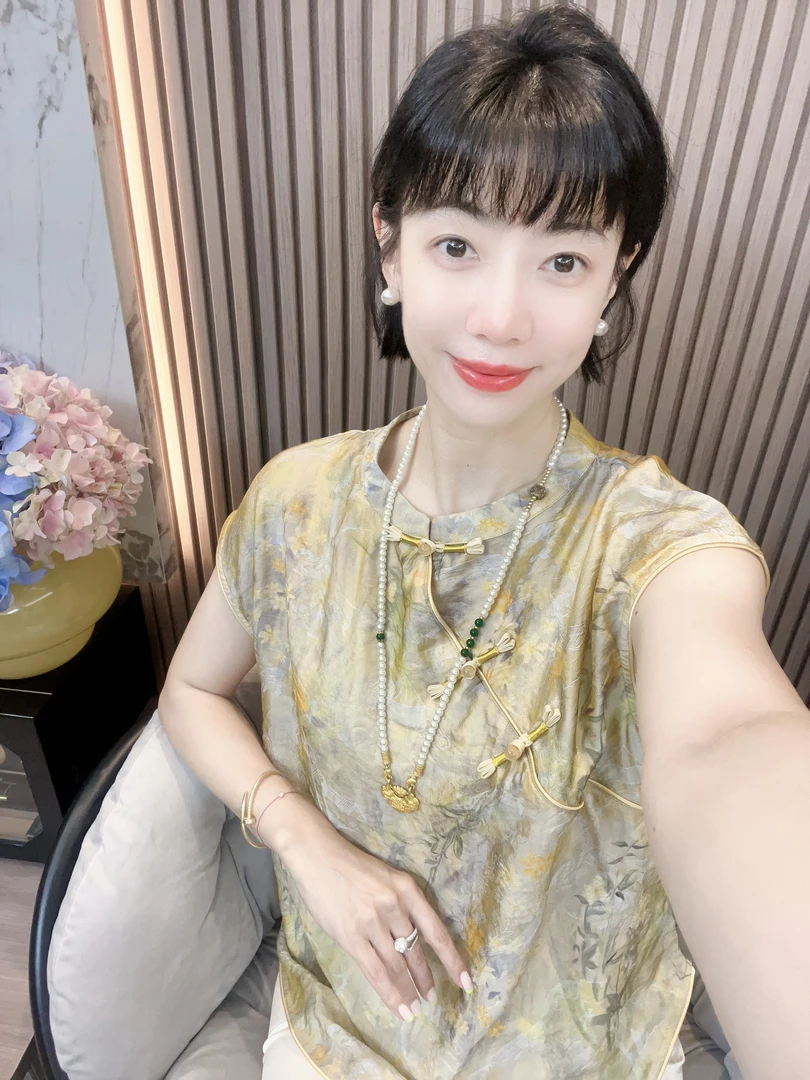 【锦觅】新中式国风大提花浮光锦时尚气质夏季小飞袖小衫上衣