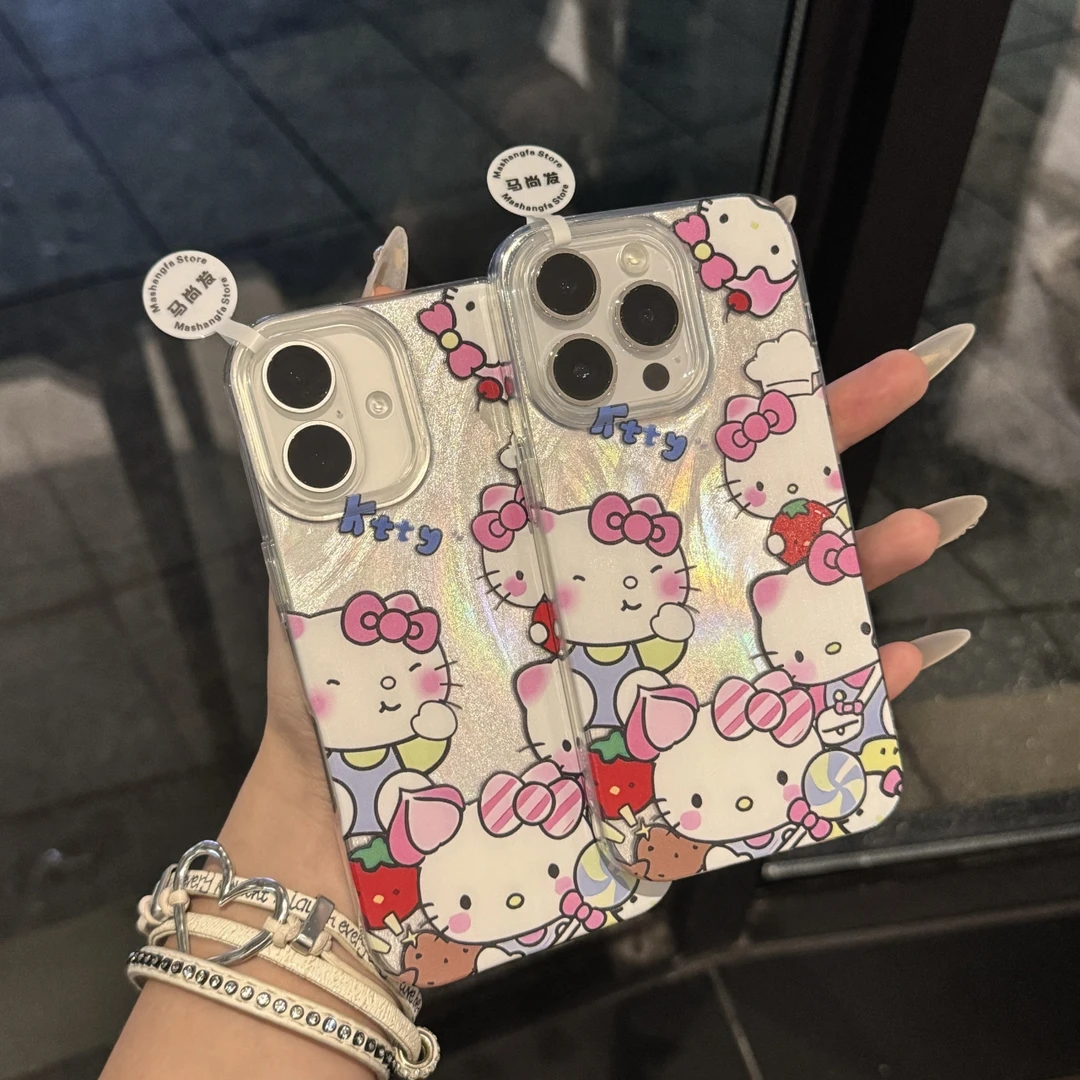 多只KT猫羽纱壳适用苹果iPhone12/13/14/15手机壳防摔78