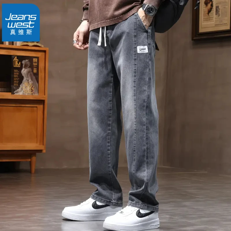 真维斯新款美式牛仔裤男士2025春夏季宽松直筒潮流做旧百搭长裤男