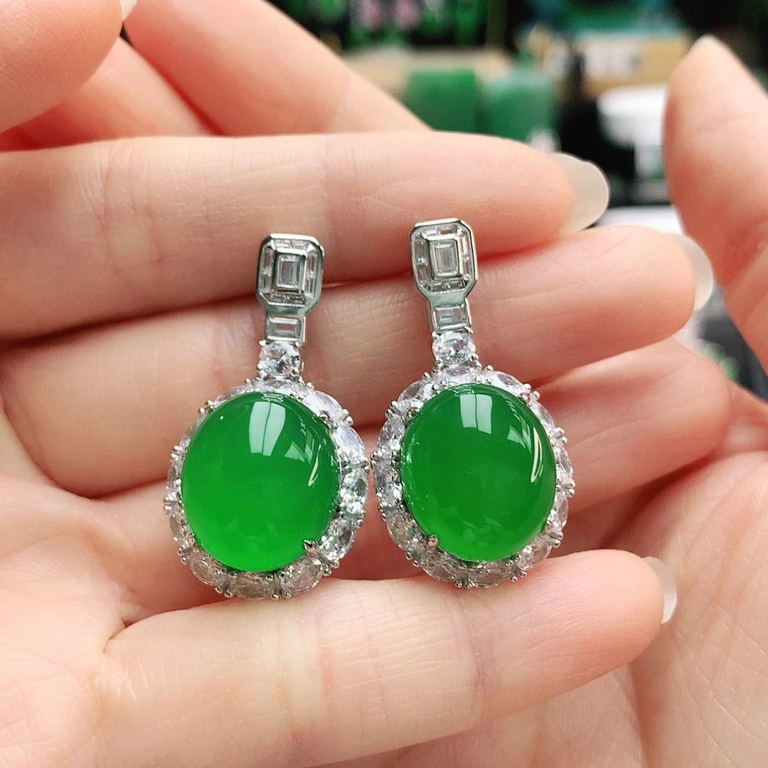 玛瑙/玉髓银S925镶嵌耳钉