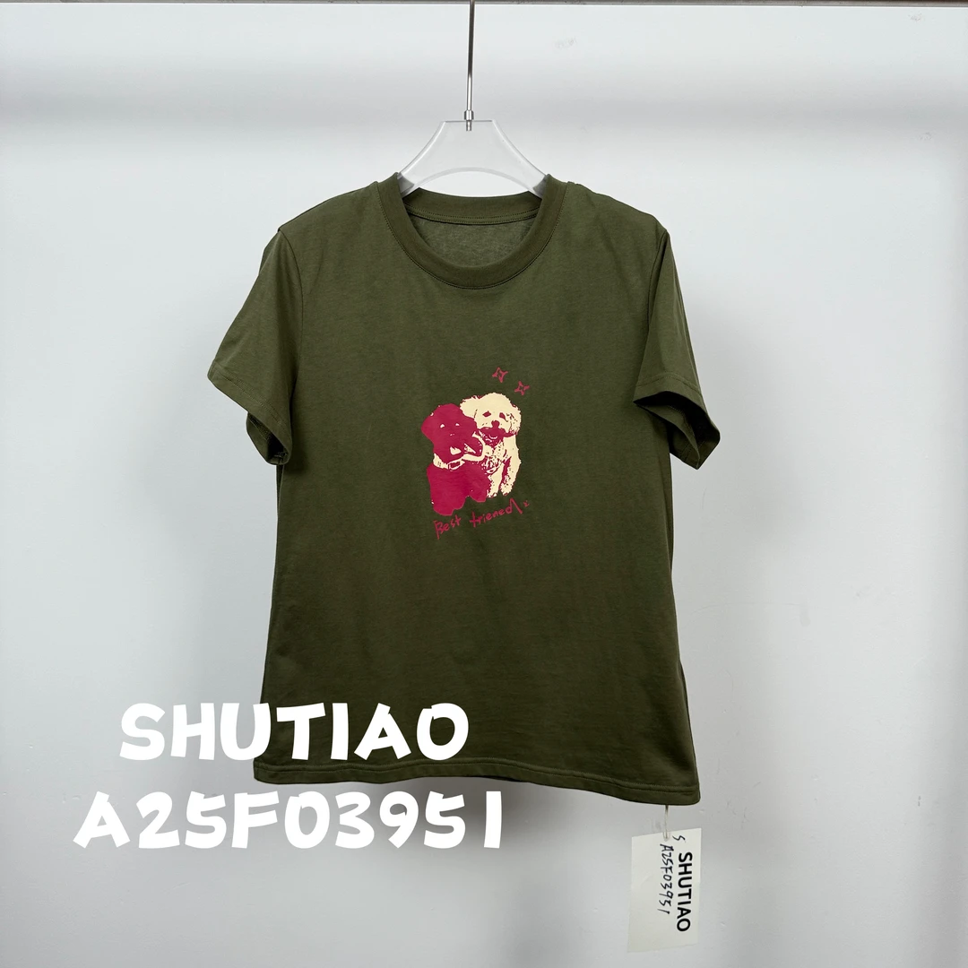 【SHUTIAO】2025夏季：新款小众设计款T恤A25F03951