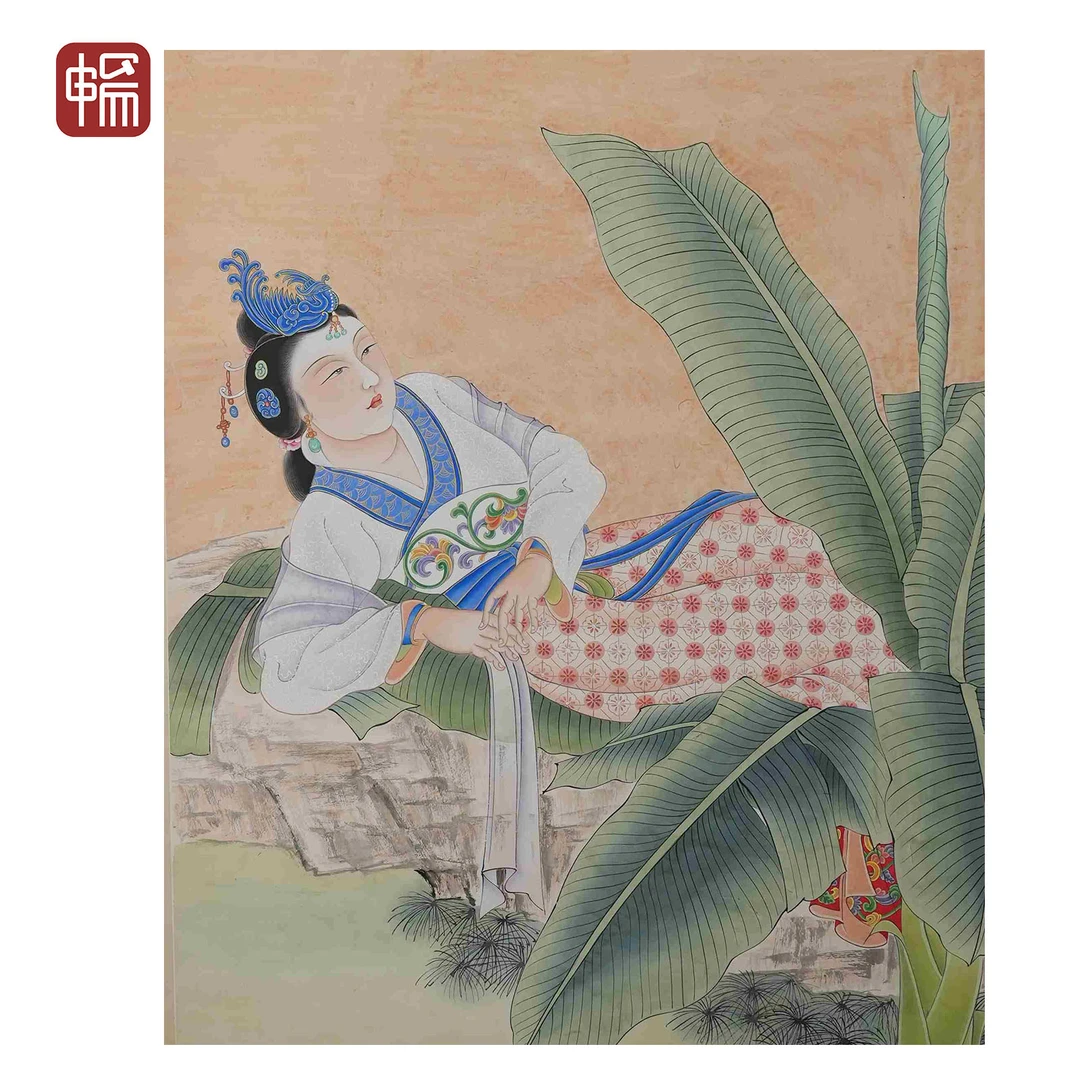 "T007 1944年作《芭蕉美人图》66.5*133(7.96平尺) 纸本立轴 YQ