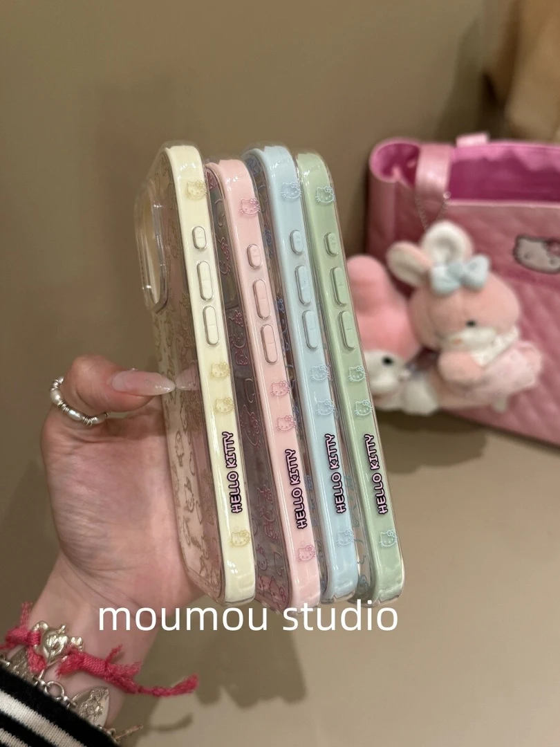 彩色线条凯蒂猫咪适用于iphone16苹果15promax手机壳14少女13防摔