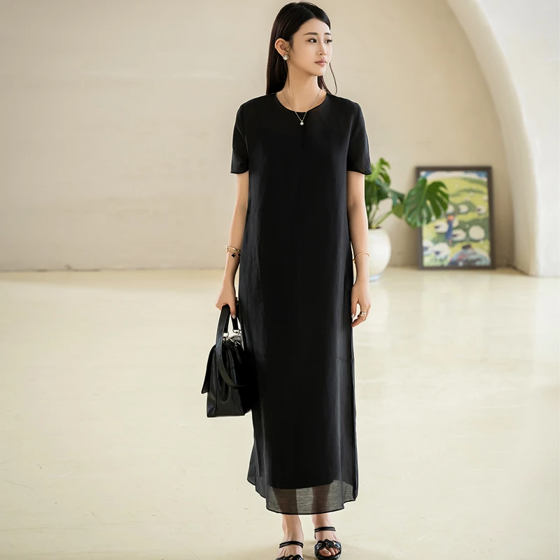 时尚气质高级感短袖直筒连衣裙女夏季法式内搭吊带裙两件套1637