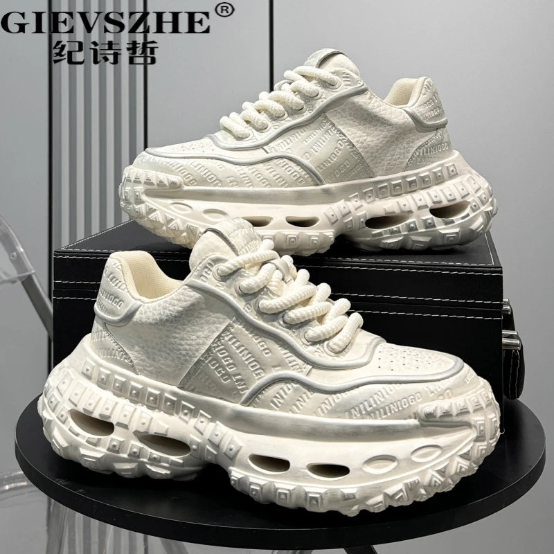 纪诗哲厚底老爹鞋男新款潮牌小众设计师款擦色运网面内增高德训鞋