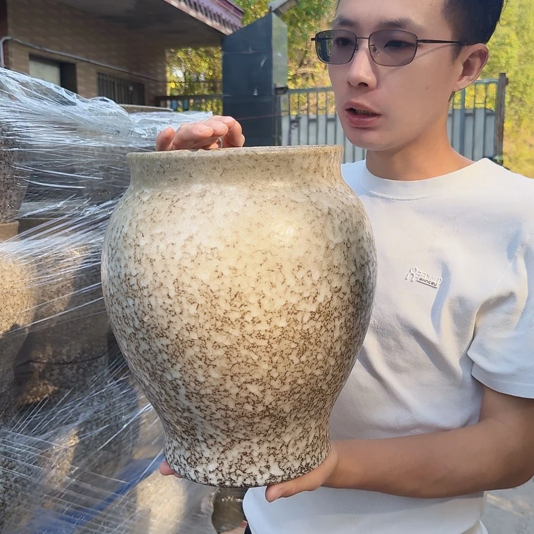 紫砂花盆口21高31（一个灰色