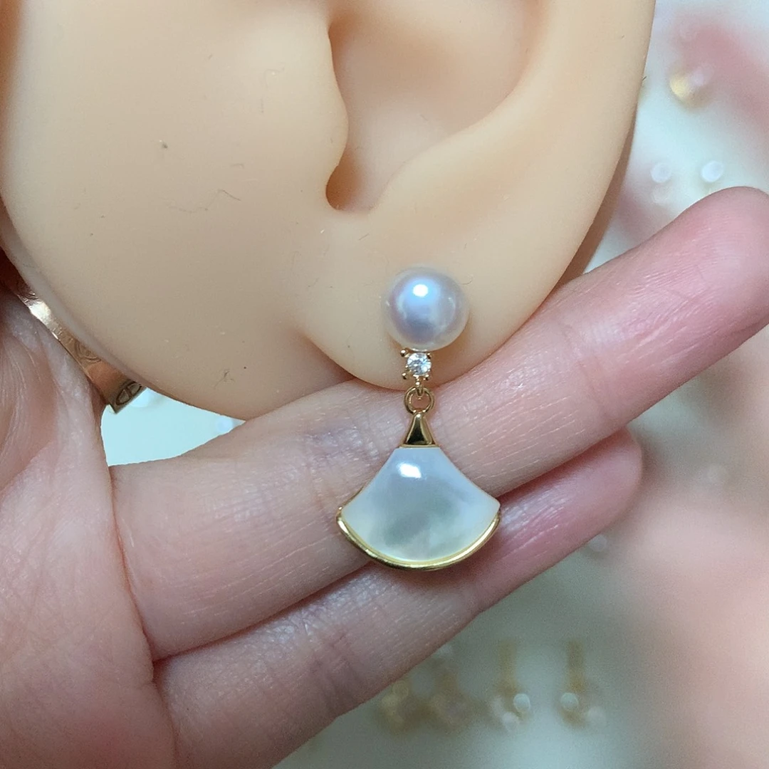 合金淡水珍珠耳饰