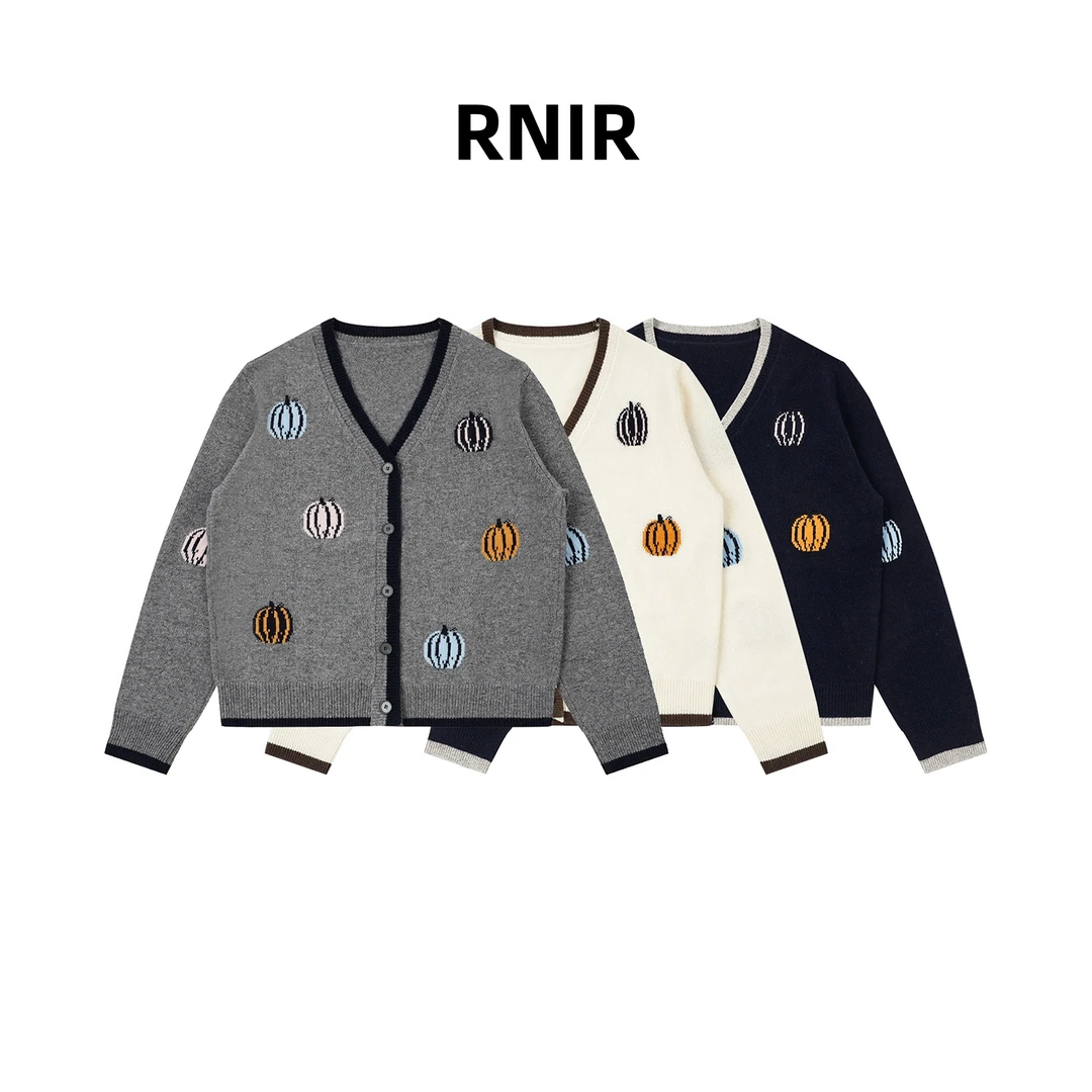 【设计感彩色南瓜开衫】100绵羊毛MK4MD0163时尚休闲百搭宽松秋冬