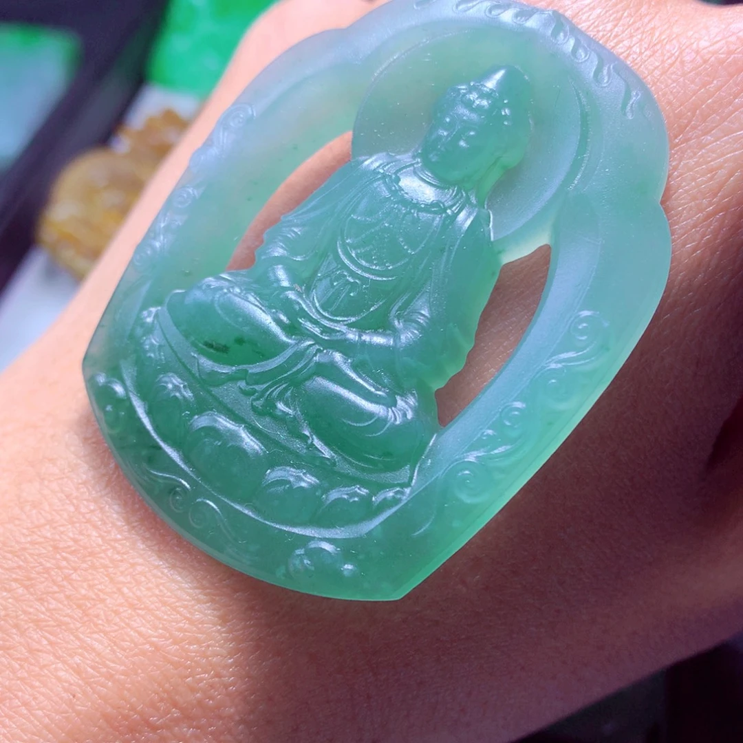 定制翡翠未镶嵌天然翡翠A货毛货挂件