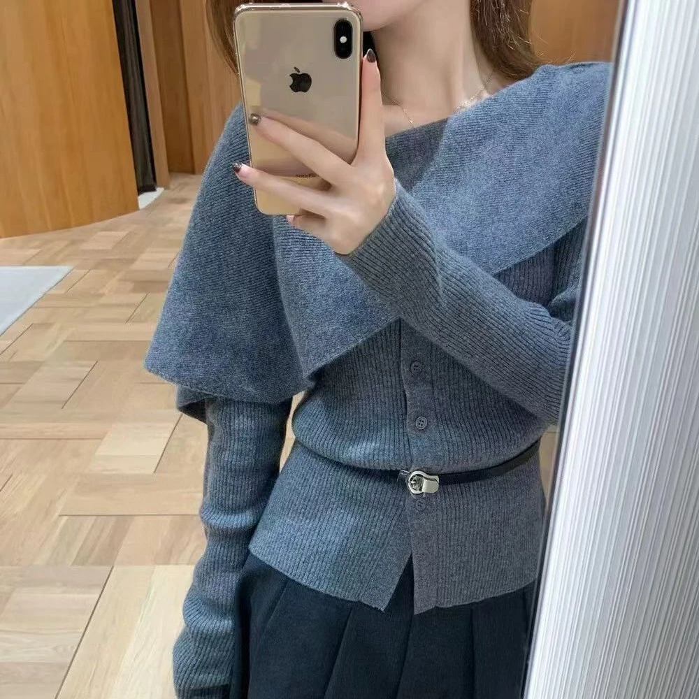针织衫长袖针织秋季网红通勤宽松型上衣毛针织衫