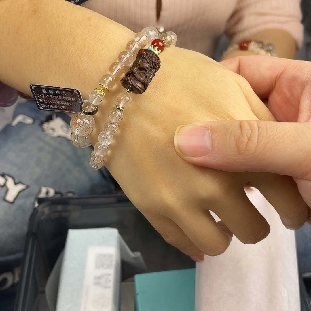 水晶手串银S925镀金镶嵌