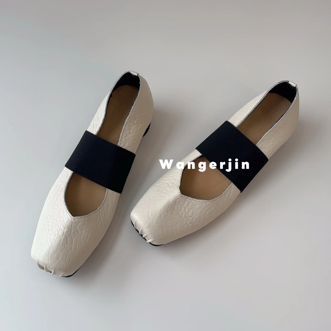 【六呈六】牛皮/4CM/猪鼻子一字带玛丽珍气质芭蕾舞时装浅口单鞋女