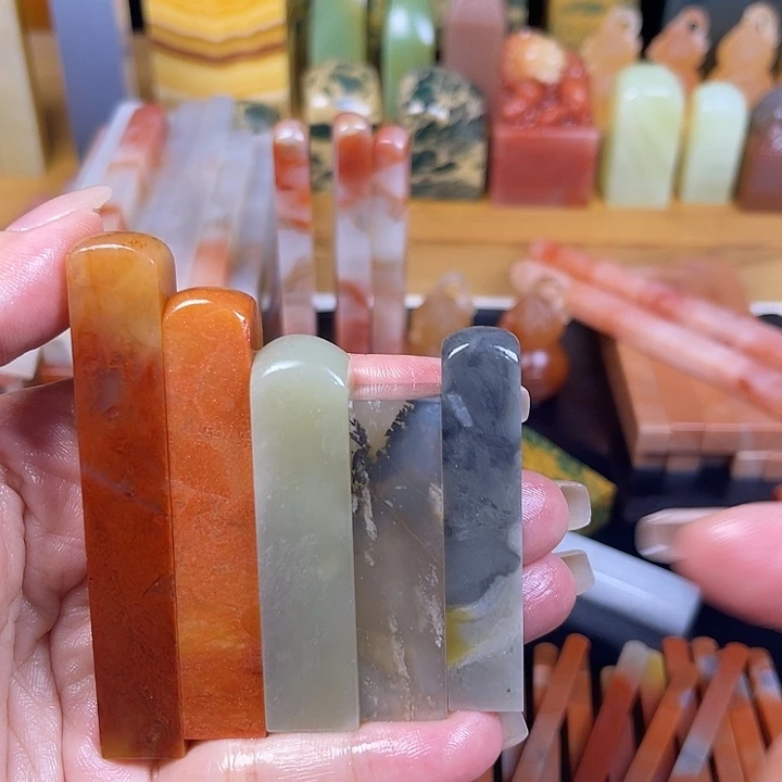 墨***白印石青田石老挝石牙签×5