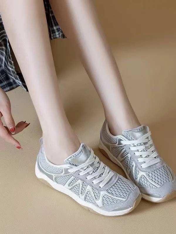 W598-1女新款秋季软底网面透气厚底轻便阿甘鞋