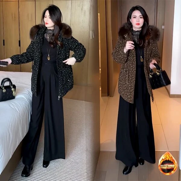 保暖常规开襟翻领加绒加厚中长款外套高腰2025秋冬气质小个子