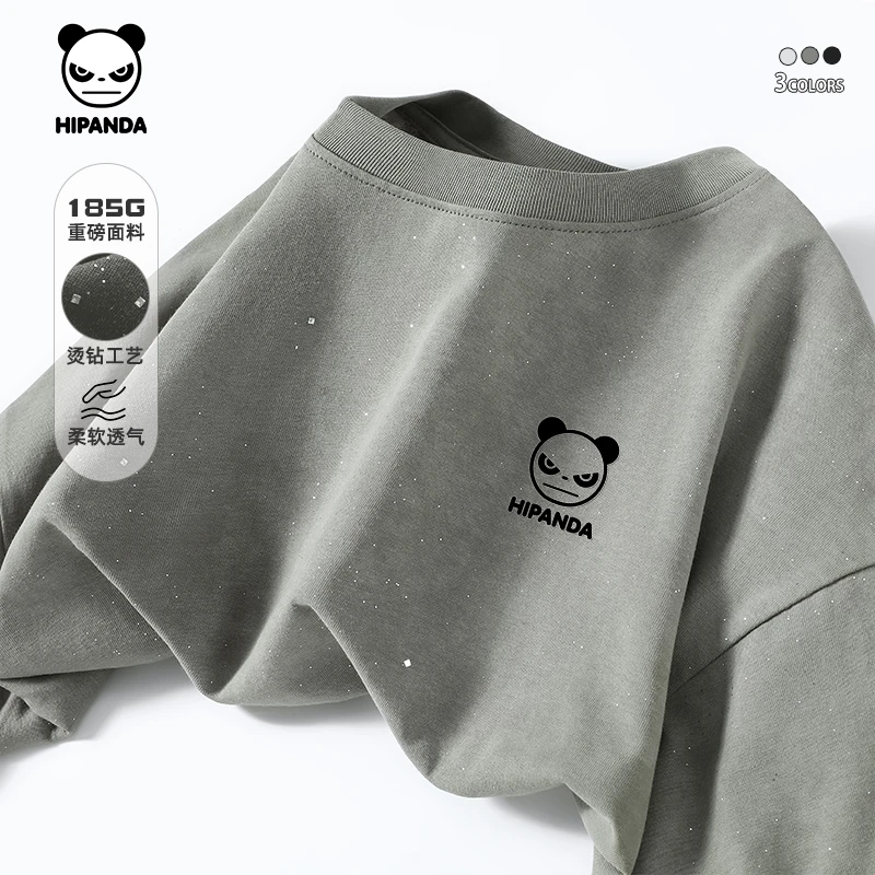 HiPanda美式潮牌短袖男生2025年新款满天星烫钻扎染圆领半袖T恤衫