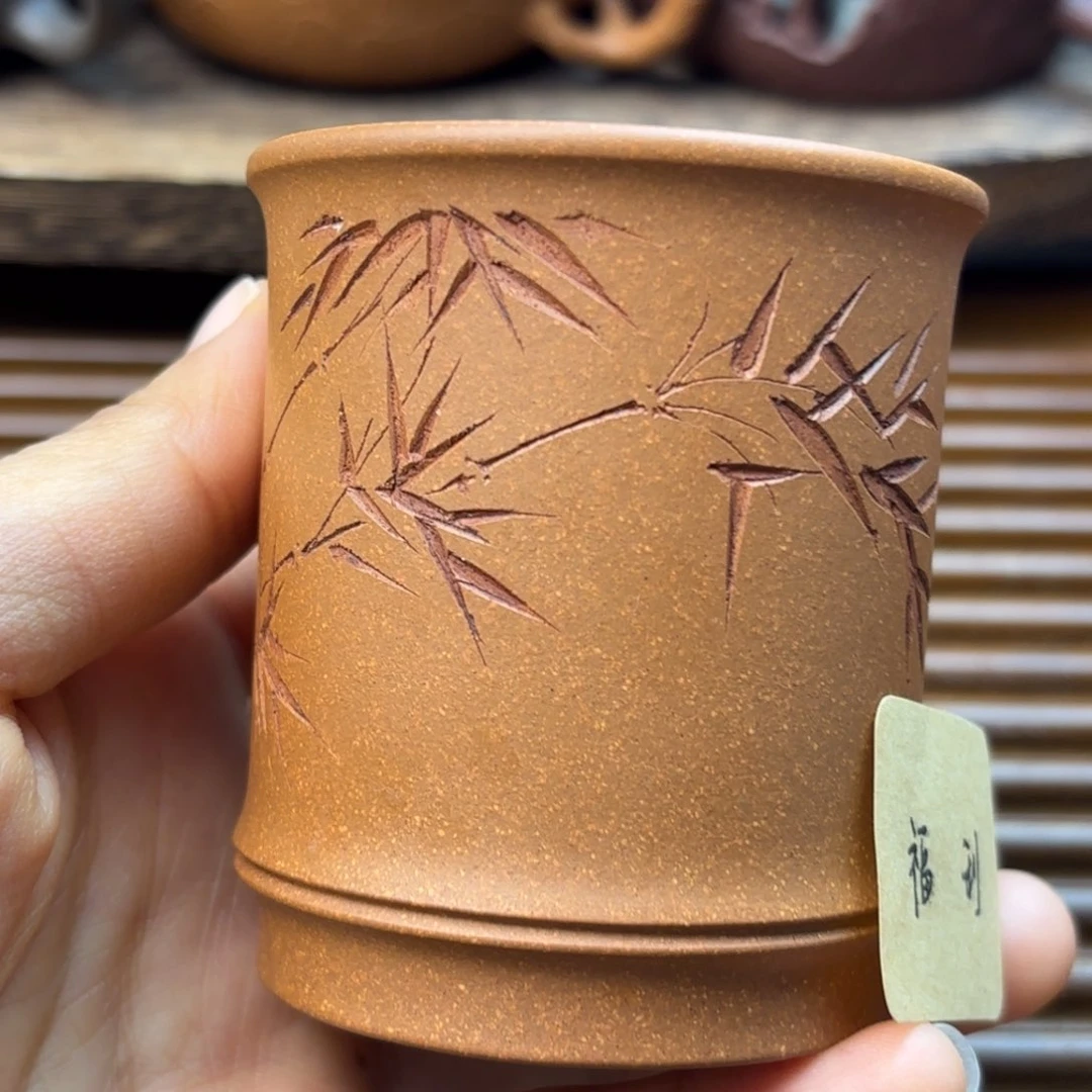 茶壶紫砂竹子黄降坡100c c