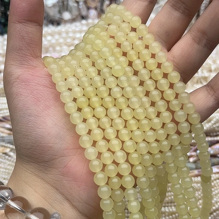 玛瑙/玉髓未镶嵌珠宝半成品一条6mm左右黄口和田