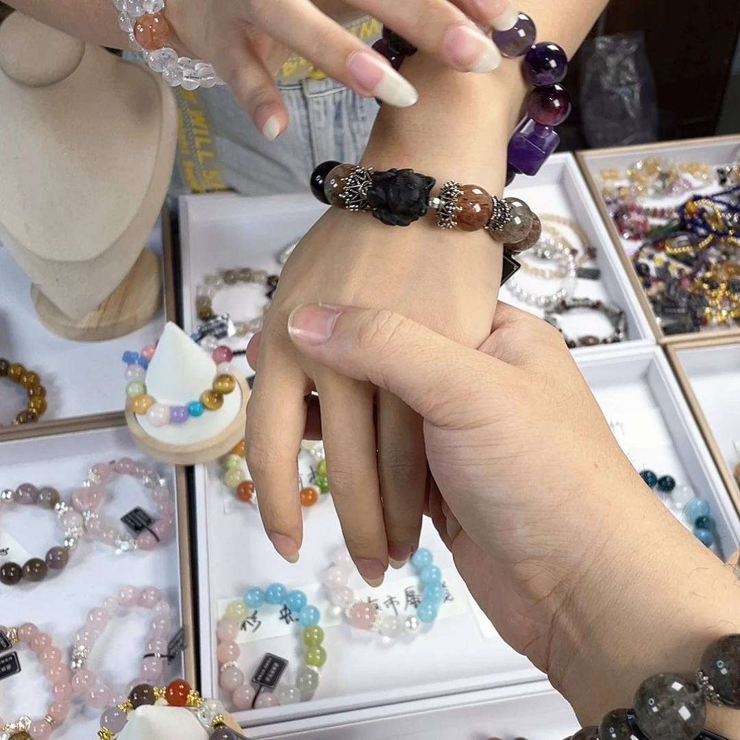 水晶手链银S925镀金镶嵌