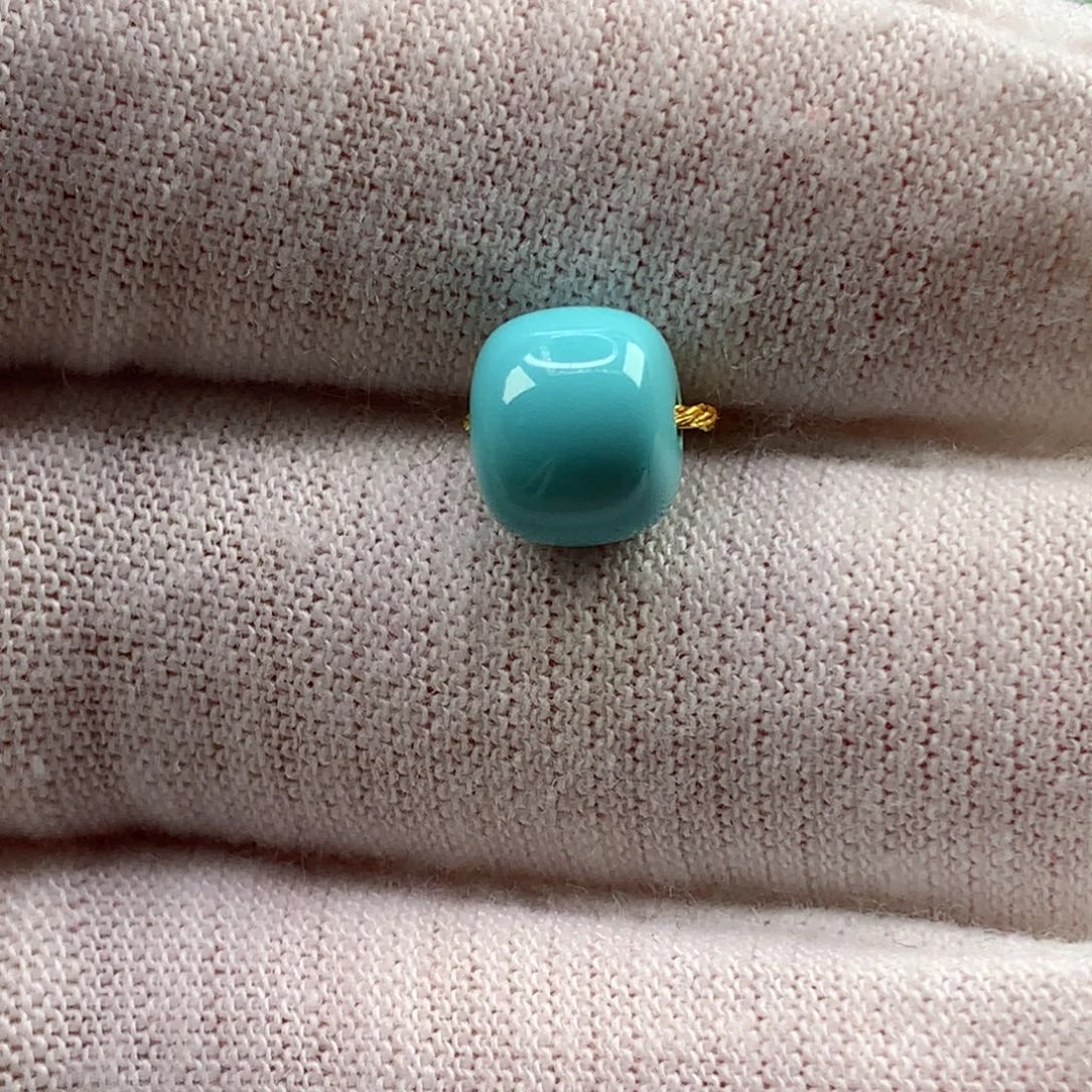 绿松石未镶嵌珠宝奇石高瓷蓝8mm