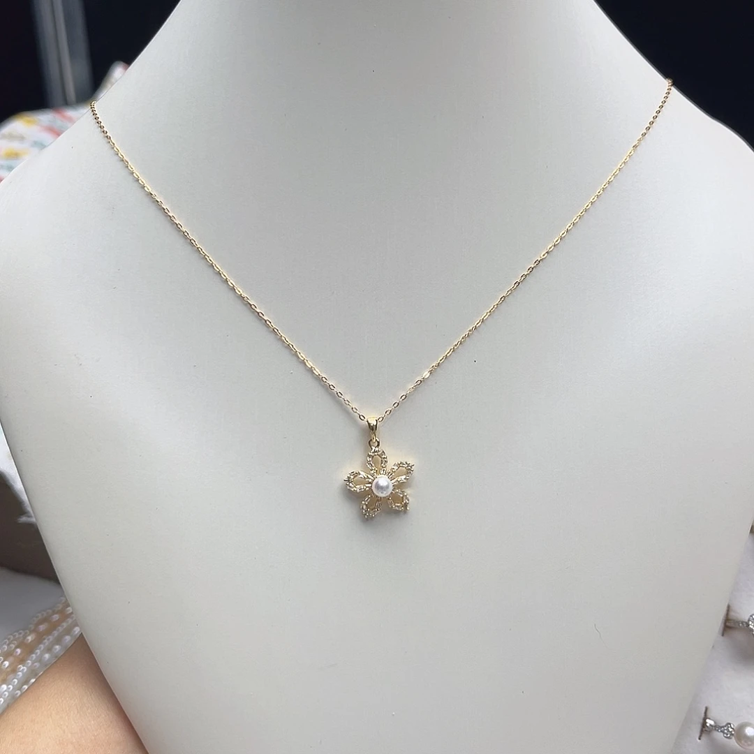 淡水珍珠银S925镶嵌吊坠(赠链)