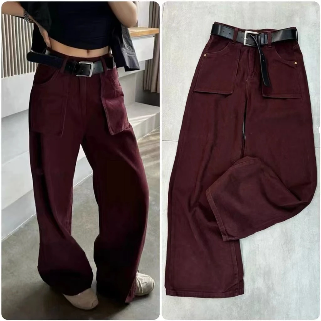 【南瓜定制】N898-设计感百搭高腰显瘦时尚直筒牛仔裤