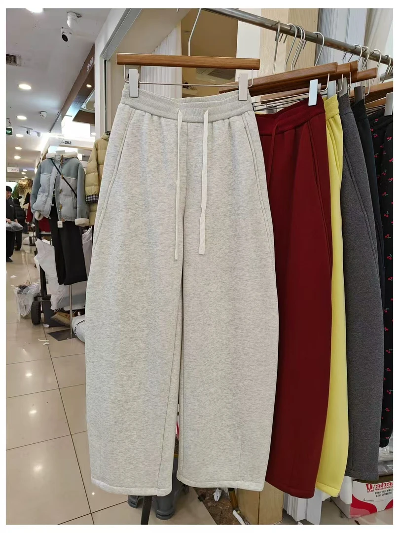 美美服装店8830慵懒风加绒加厚弯刀裤