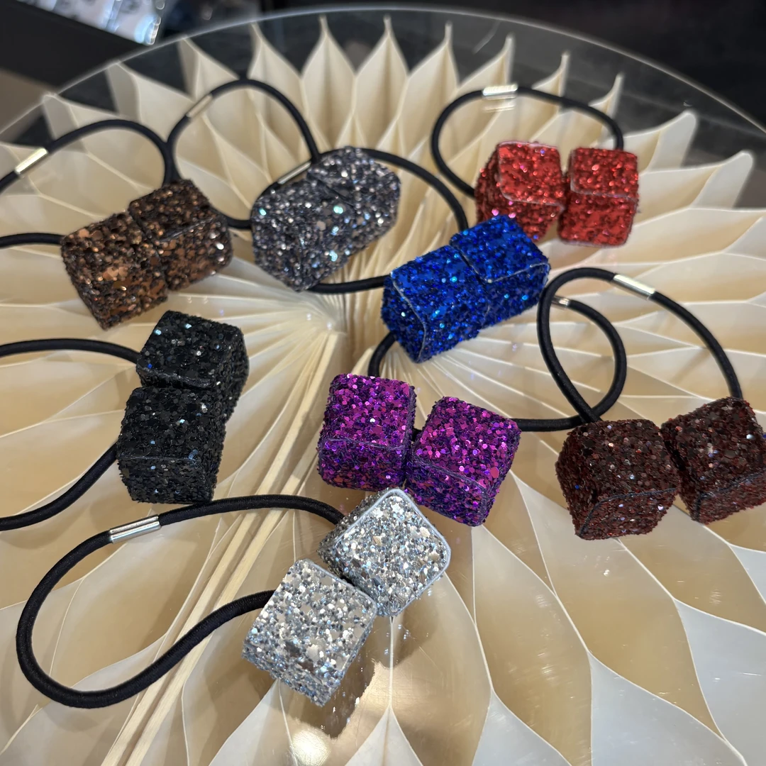 设计款亮片魔方发夹发圈T1159