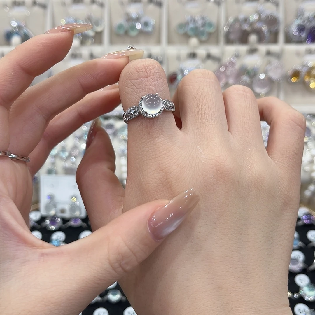 蛇纹石玉银S925镶嵌戒指