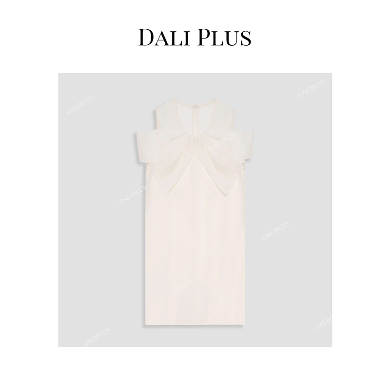 DALI PLUS高贵典雅气质蝴蝶结贵族感优雅无袖女装连衣裙-D4BL0037