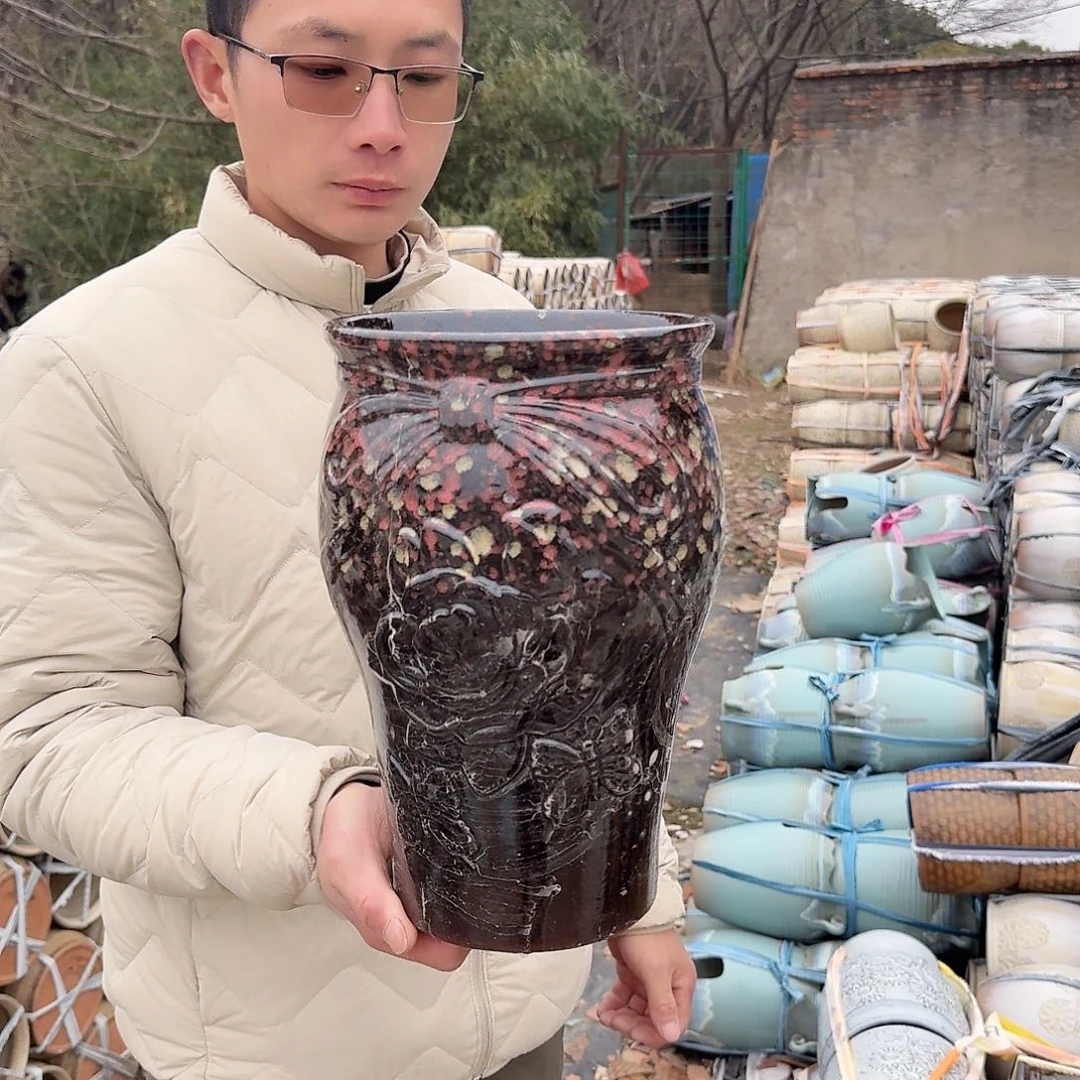 紫砂花盆口18高30（一个红色蝴蝶结