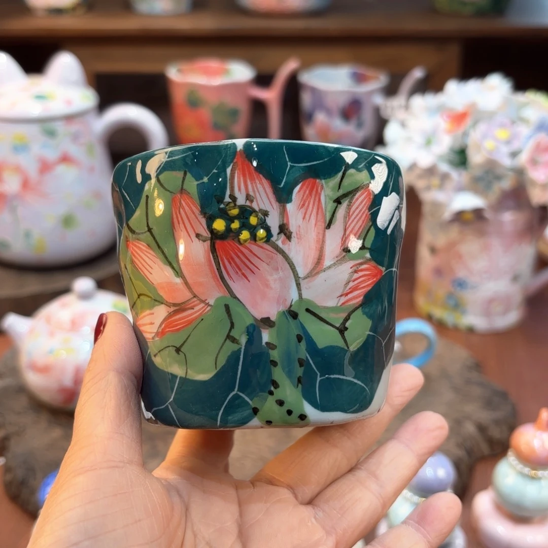 瓷片景德镇手绘高温釉下彩陶瓷茶具