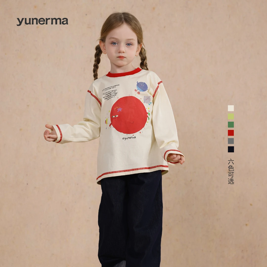 【原创插画师合作款】允儿妈女童春秋洋气印花长袖T恤儿童套头衫
