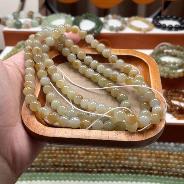 和田玉未镶嵌毛衣链珠串8mm