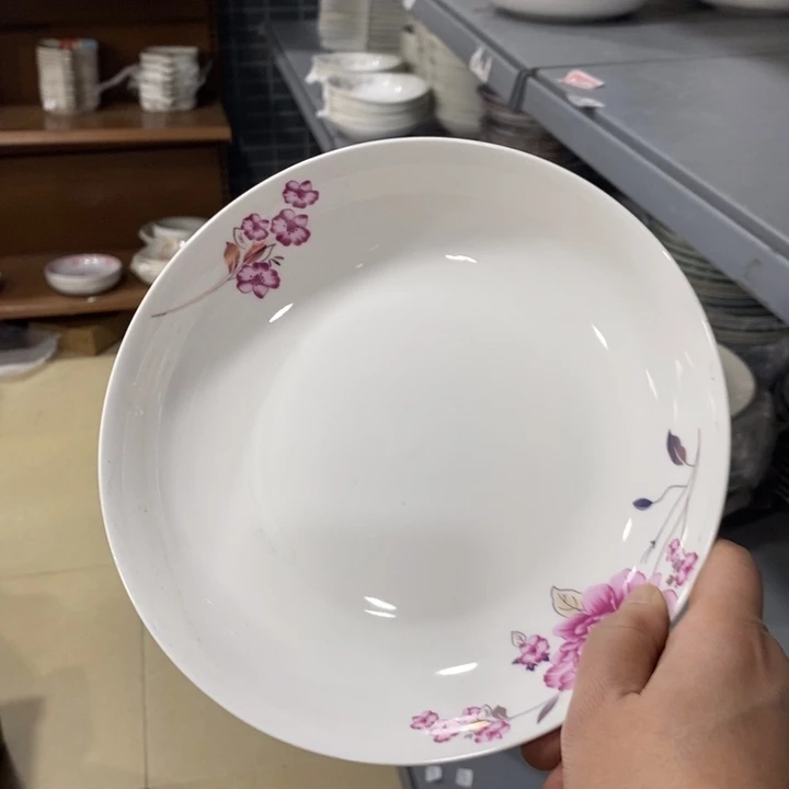 平***桃陶摆件131号8英寸10个装花开富贵圆盘