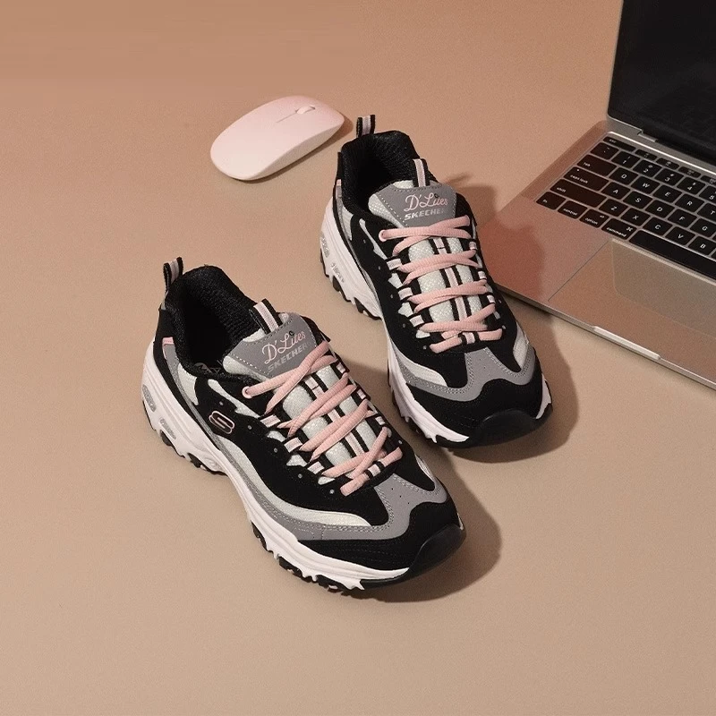 斯凯奇女鞋老爹鞋百搭厚底网面系带透气时尚女款潮流女士运动鞋