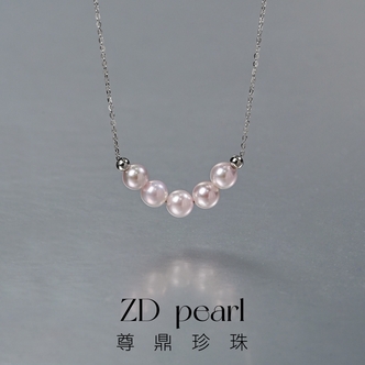 【尊鼎珍珠】S925银海水珍珠中国南珠白珠微笑链项链5-6m