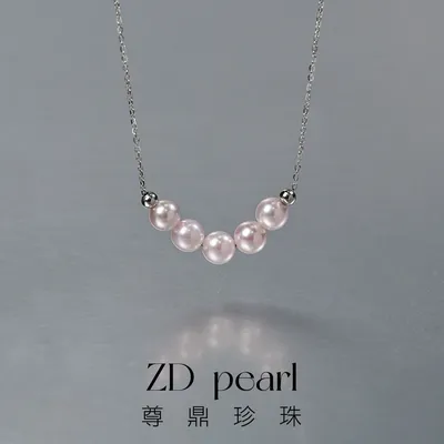 【尊鼎珍珠】S925银海水珍珠中国南珠白珠微笑链项链5-6m