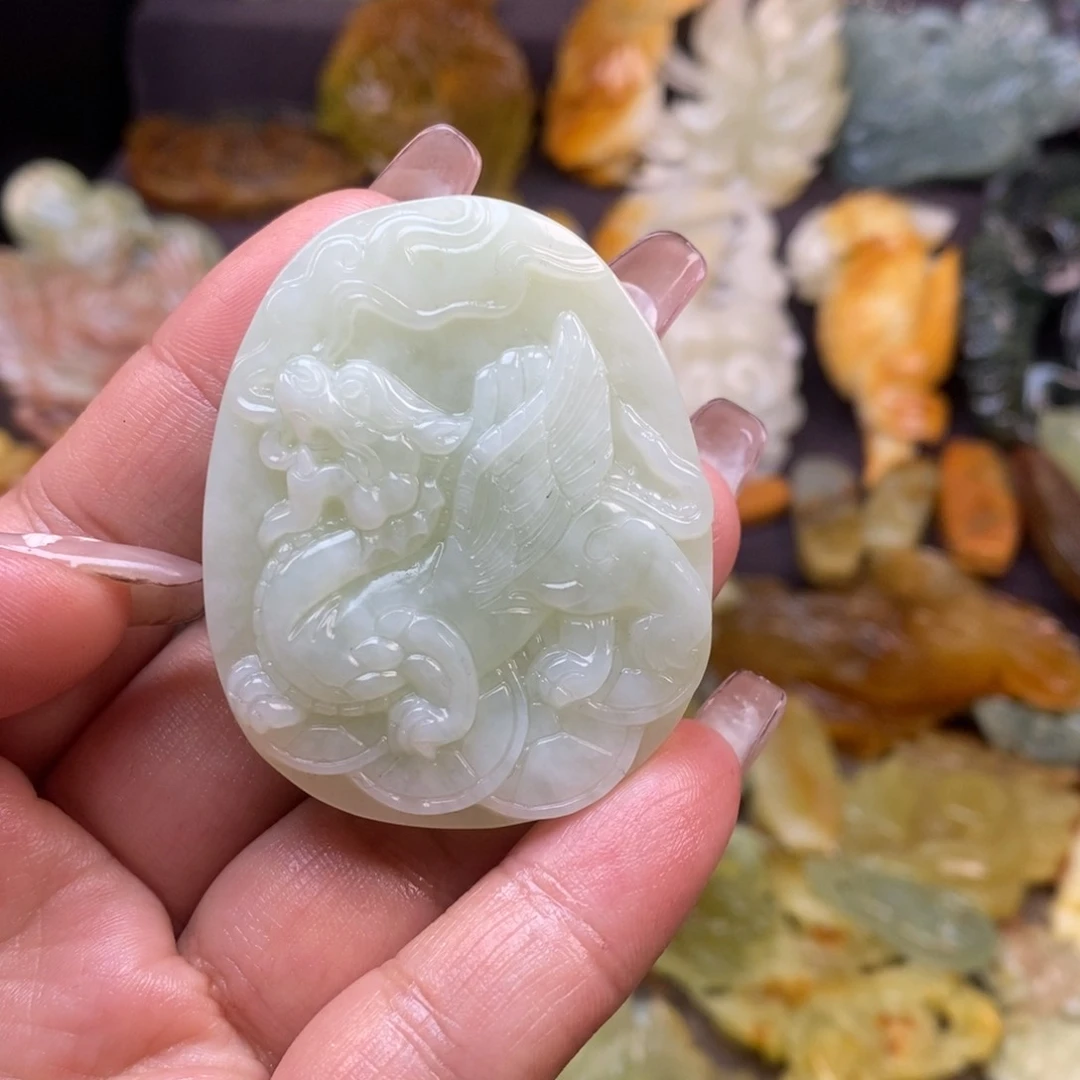 蛇纹石玉未镶嵌吊坠(赠链)