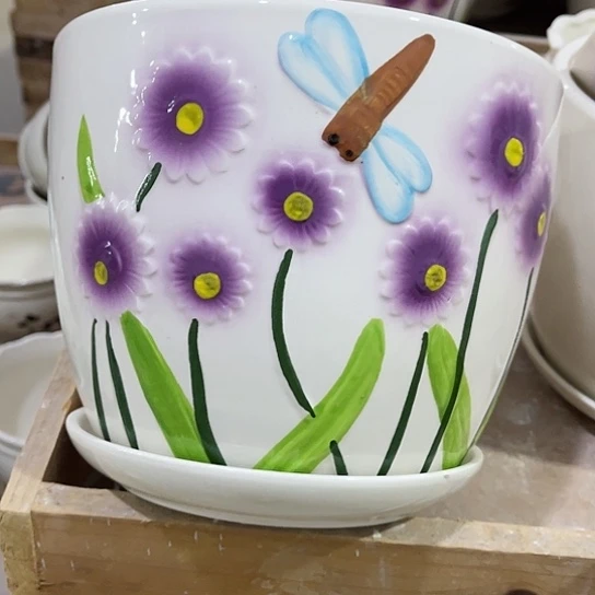 多肉绿植陶瓷花盆9.9包邮，有孔