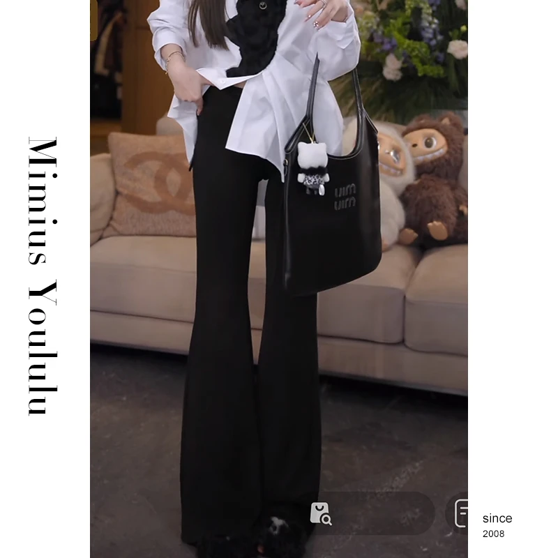 【mimius】&P 高腰修身显瘦抽绳百搭喇叭裤 G02205