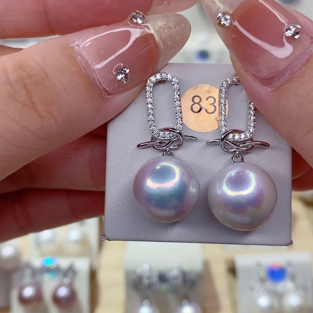 艳****银S925镶嵌淡水珍珠耳饰