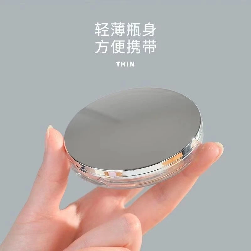 薄款便携粉盒空捷散盒带镜子定妆分装盒带隔层弹迷力网带粉扑